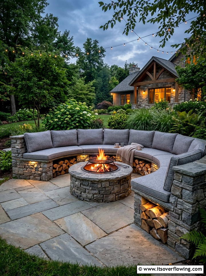 Built In Bench Fire Pit - 25 backyard ideas with fire pit