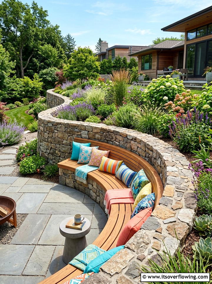 Built In Bench Seating - 25 garden ideas for uneven ground