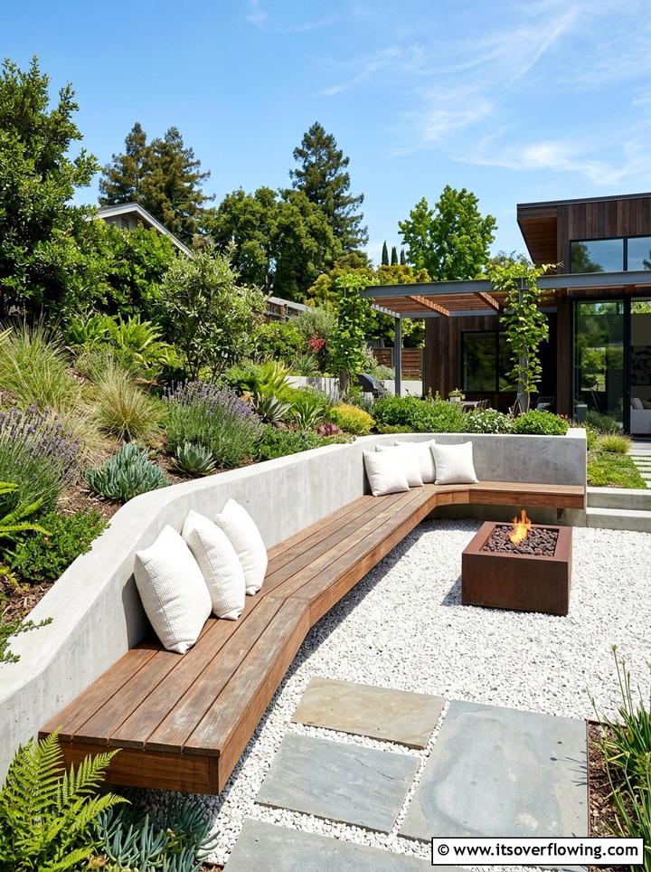 Built In Bench - 25 backyard decorating ideas with modern accents