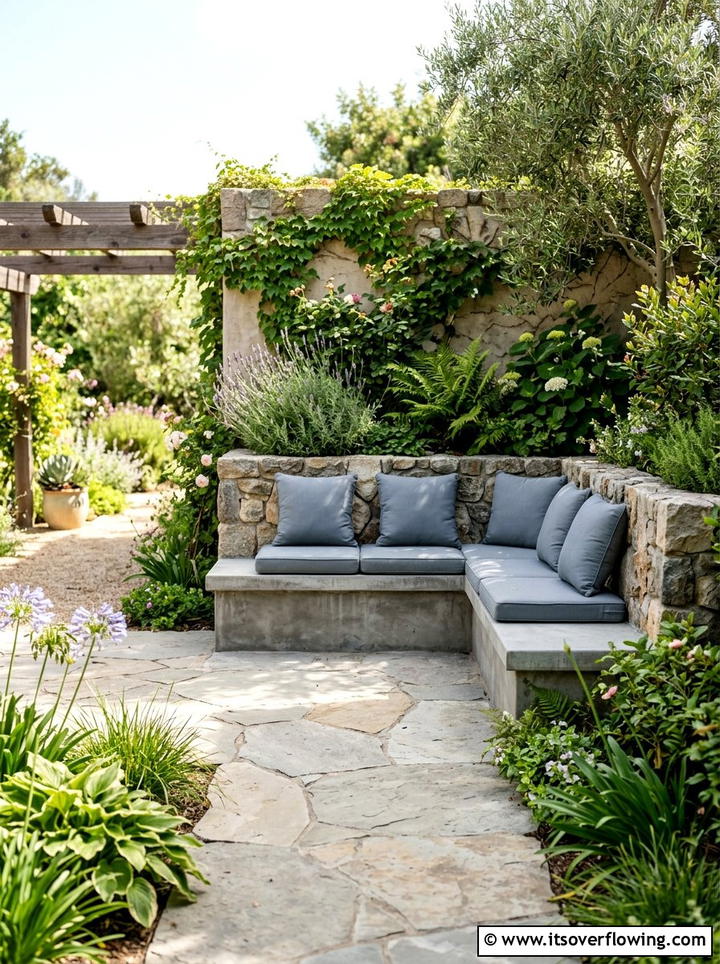 Built In Concrete Bench - 25 small garden ideas with minimalist style