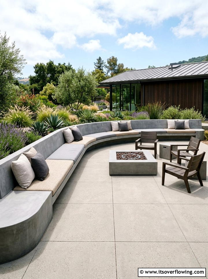 Built In Concrete Bench - 25 garden decor ideas with minimalist accents