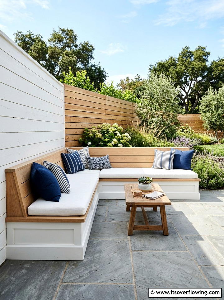 Built In Corner Bench - 25 small garden ideas with cozy seating