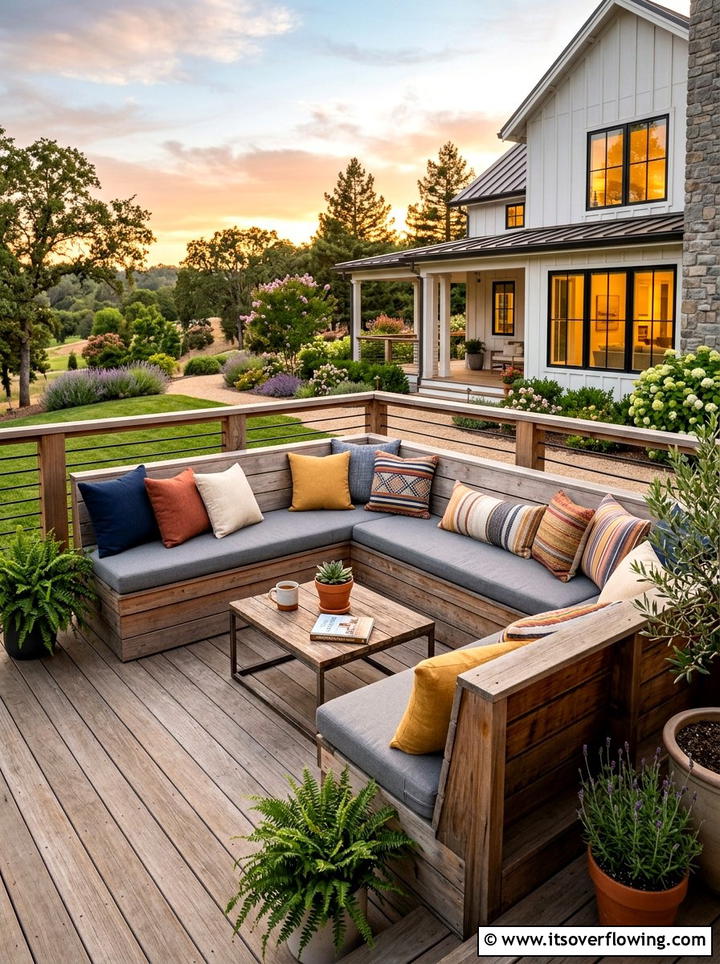 Built In Deck Seating - 25 backyard ideas with wood deck