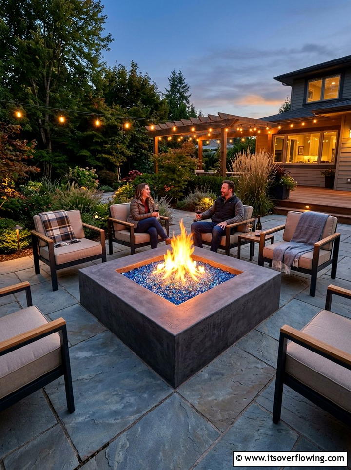 Built In Fire Pit - 25 backyard ideas with modern landscape