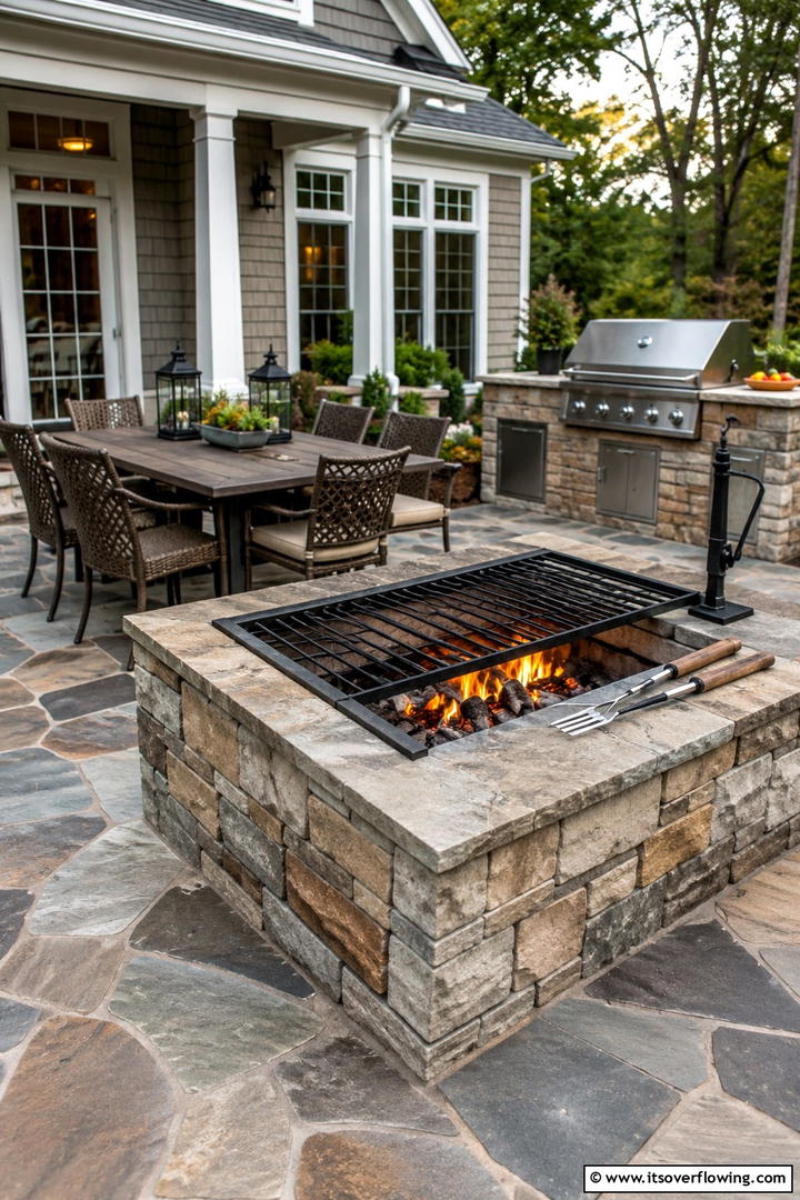 Built In Grill Square Fire Pit - 30 Square Fire Pit Ideas for Modern Outdoor Gathering Spaces
