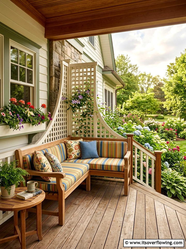 Built In Lattice Porch Bench - 25 front porch ideas with lattice panels