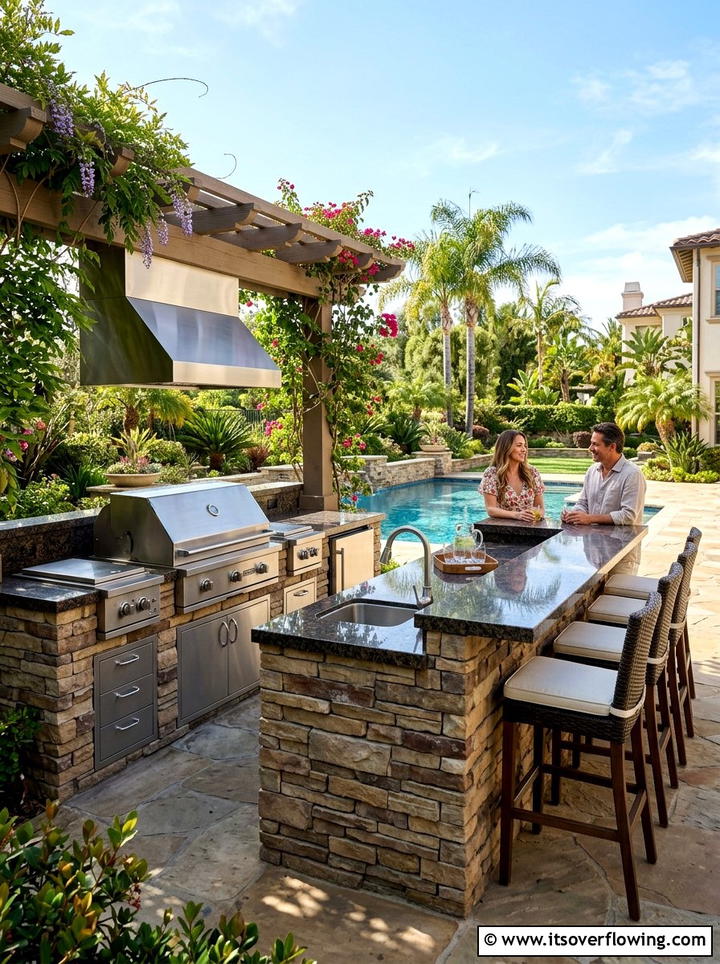 Built In Outdoor Kitchen - 25 backyard ideas with no grass