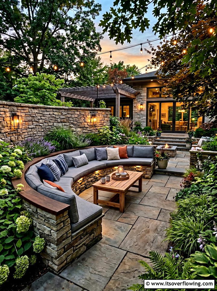 Built In Seating - 25 backyard ideas with garden and lawn