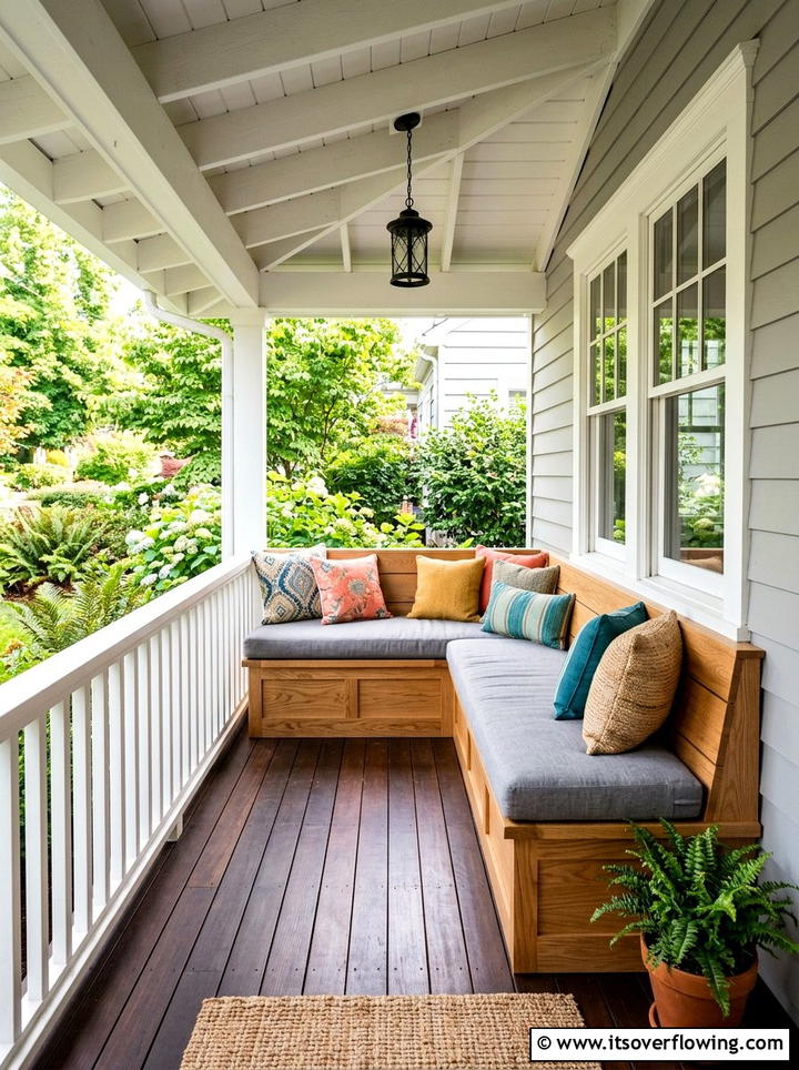 Built In Seating - 25 front porch ideas for narrow entry