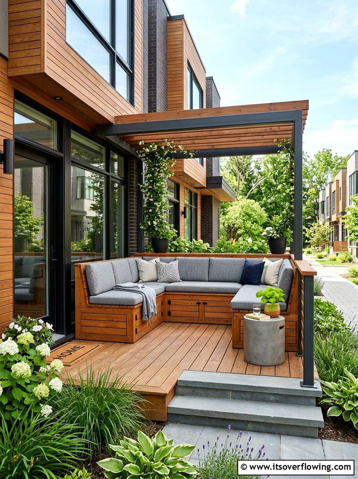 Built In Seating - 25 front porch ideas for townhouses