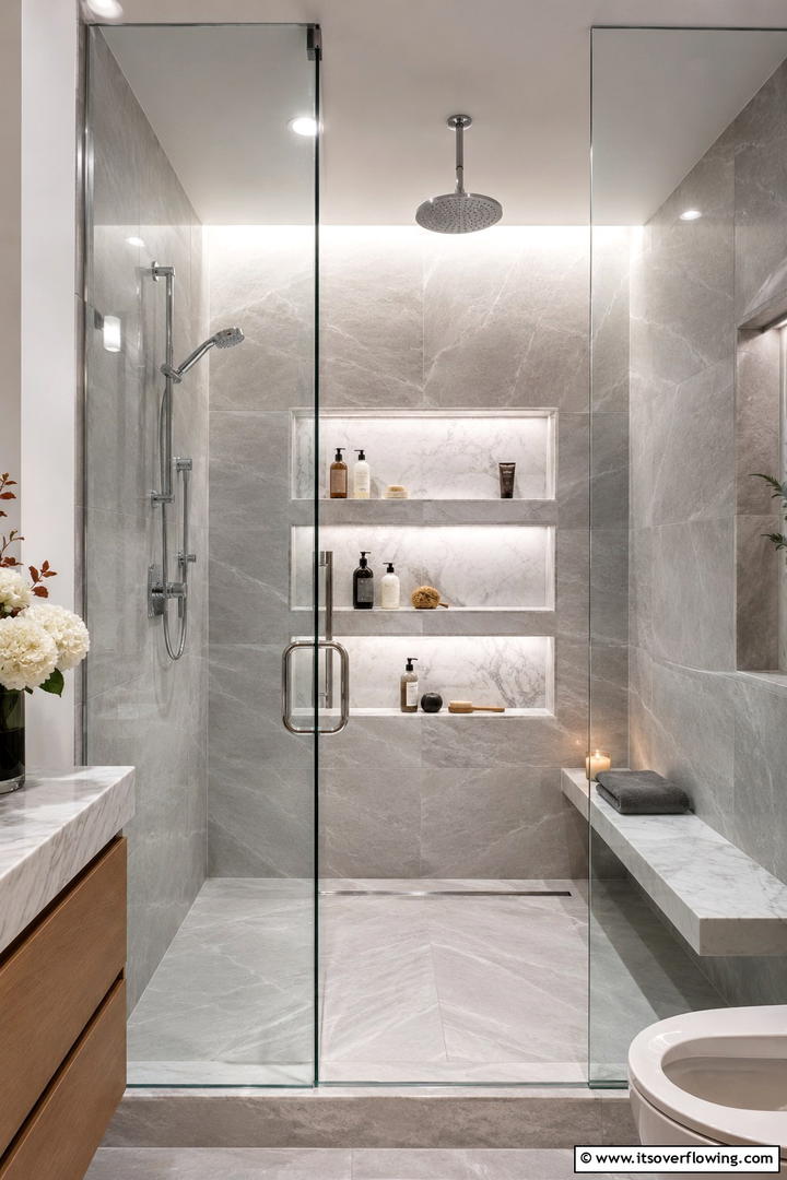 Built In Shelves for Effortless Organization - 30 Shower Storage Ideas to Declutter Your Bathroom