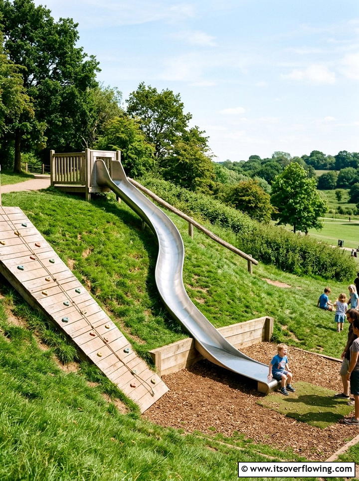 Built In Slide - 25 backyard ideas for sloped yards