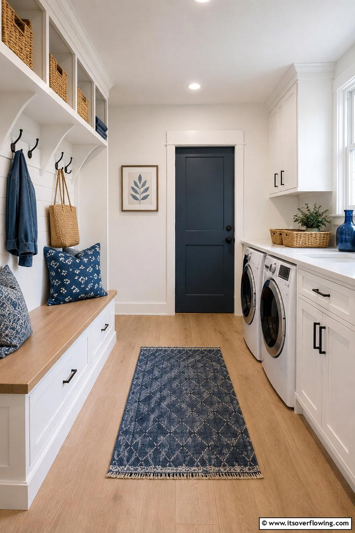 Built In Storage Benches - 30 Mudroom Laundry Room Combo Ideas for Efficient Spaces