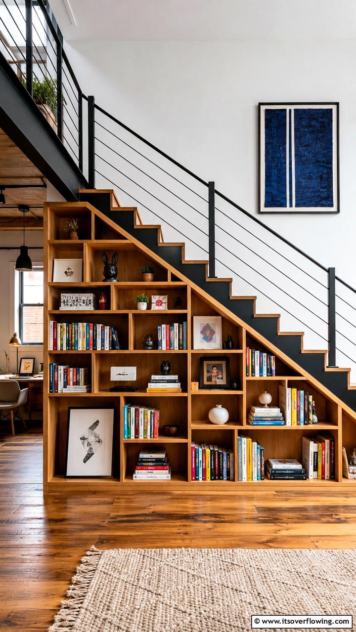 Built in Bookshelves under the Stairs2 - 25 Built-in Bookshelf Ideas for Stylish Home Storage