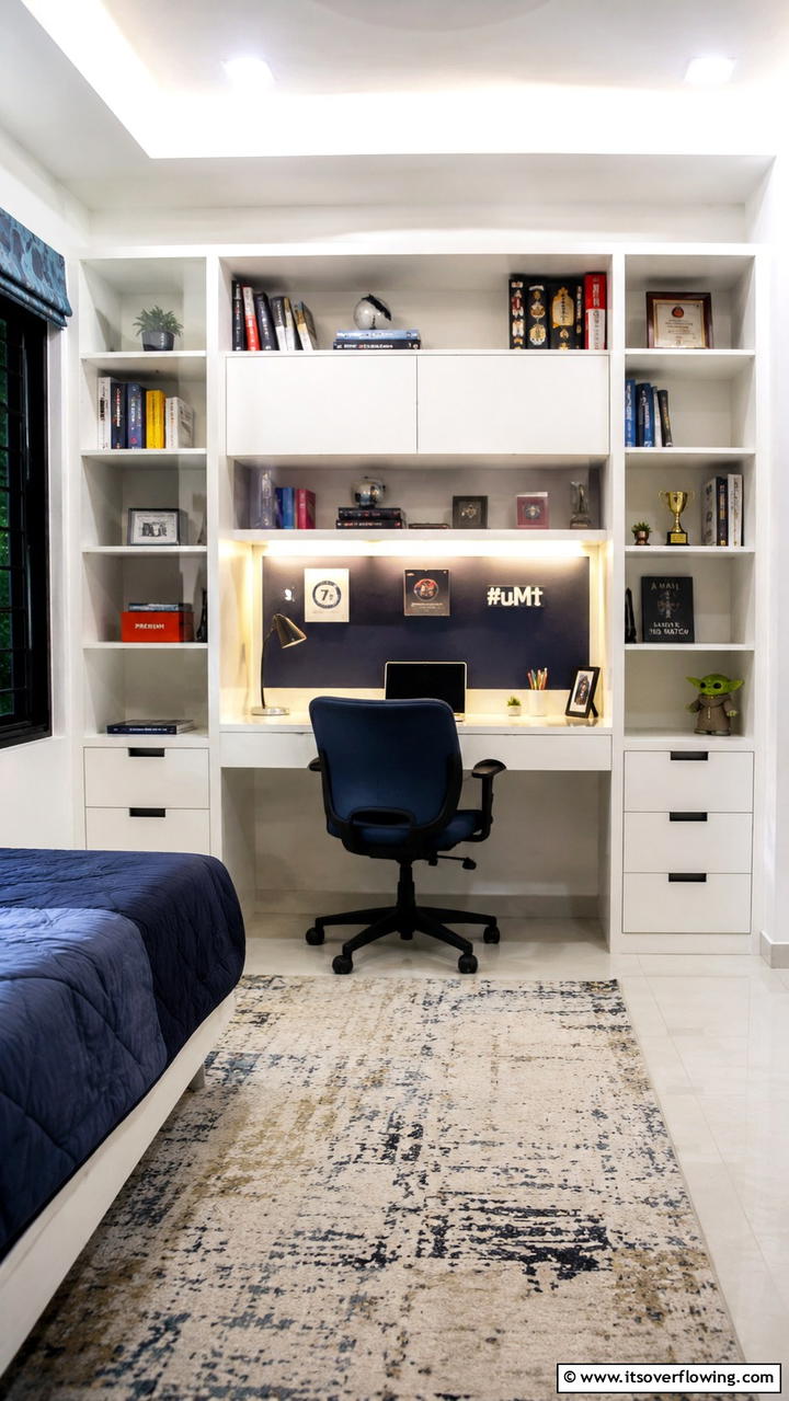 Built in Bookshelves with a Desk Combo - 25 Built-in Bookshelf Ideas for Stylish Home Storage