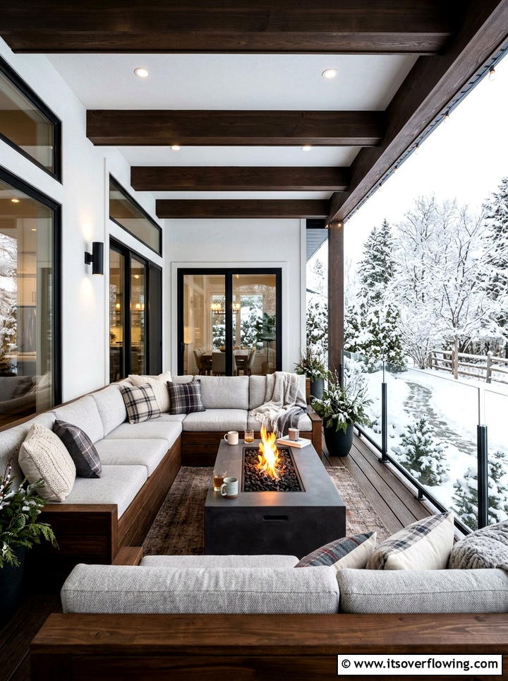 Built in Porch Seating - 25 front porch ideas for cold climates