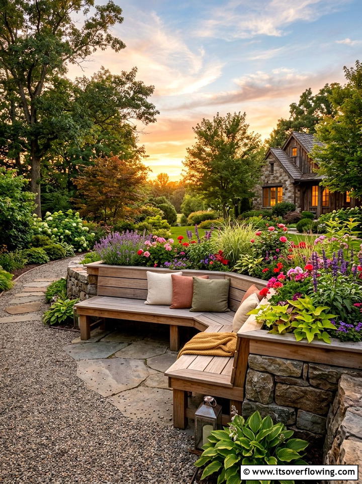 Built in bench planters - 25 backyard ideas with raised planter boxes