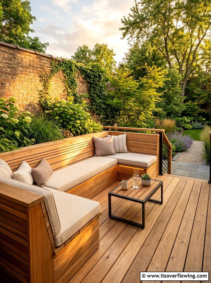 Built in bench seating - 25 backyard ideas for townhouse yards