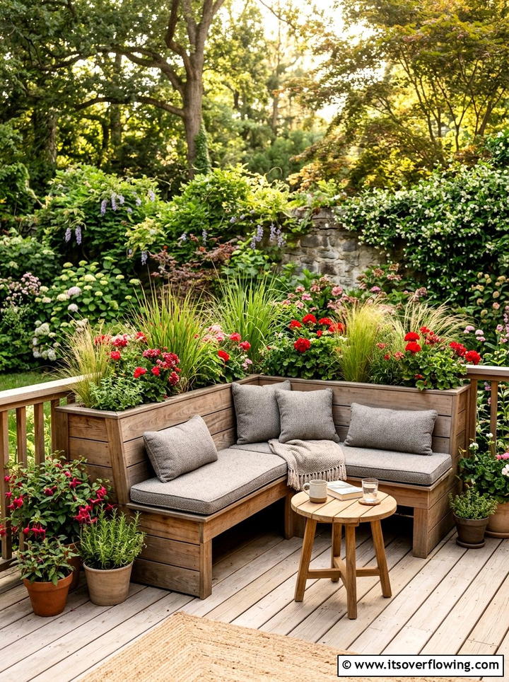 Built in corner bench planter - 25 small garden ideas with corner planters