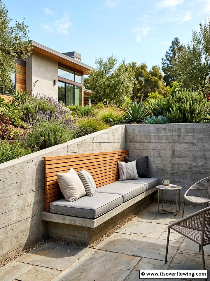 Built in outdoor seating - 25 garden decor ideas with modern accents