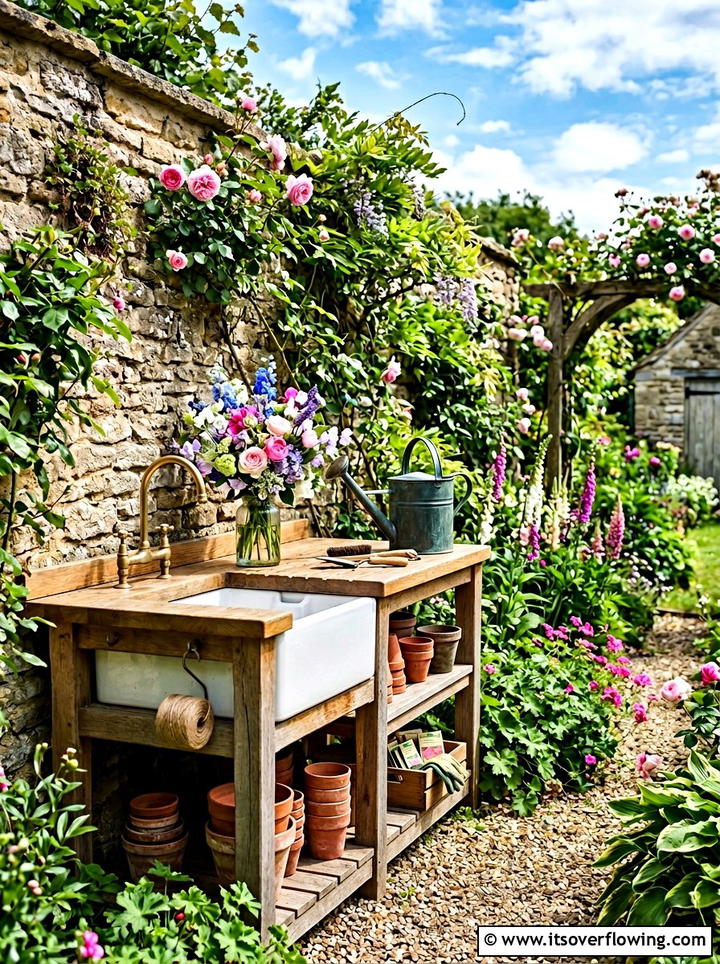 Built in sink potting table - 25 upcycled garden ideas with old sinks