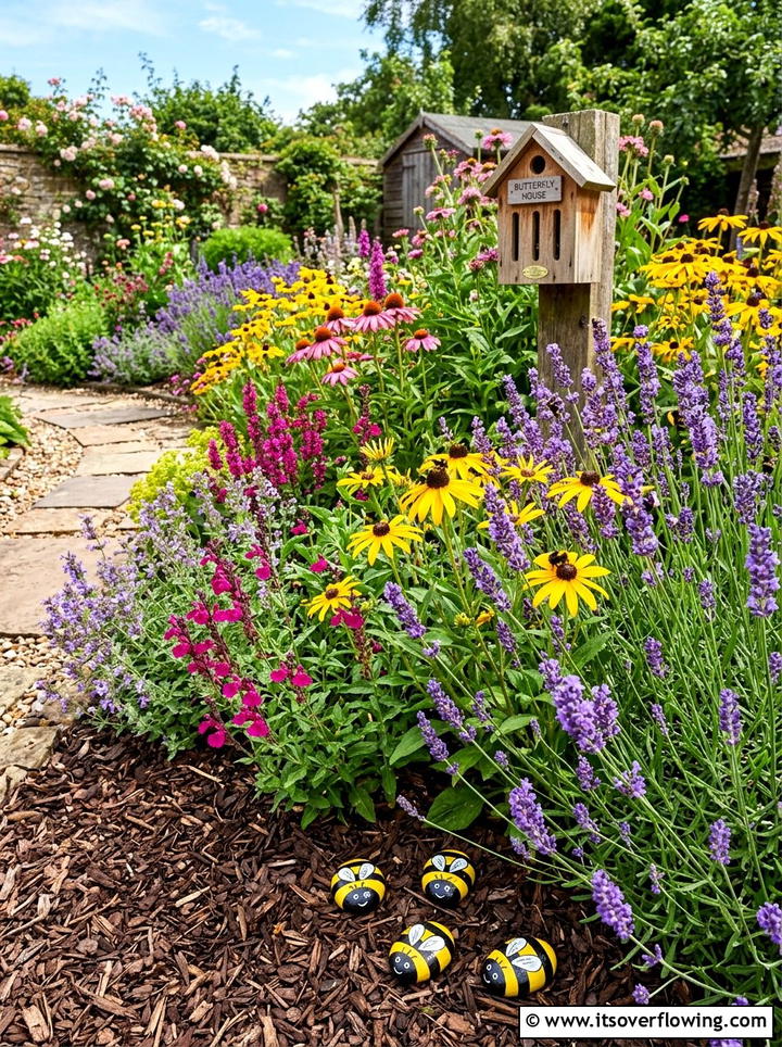 Bumble bee garden accent - 25 garden decor ideas with painted rocks