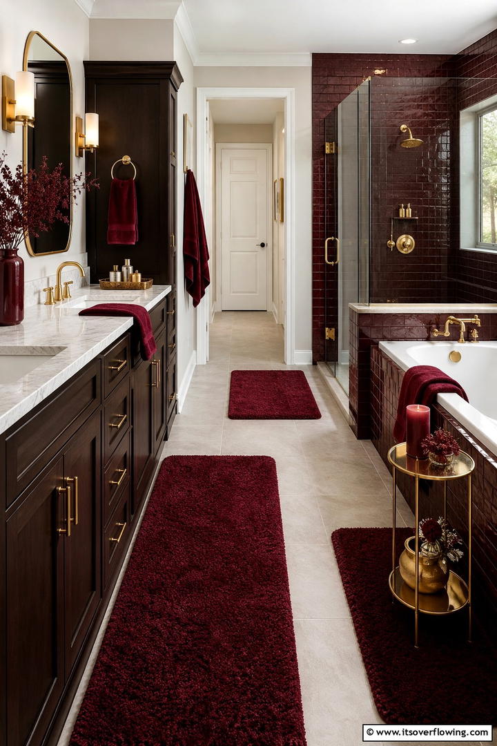 Burgundy Color Scheme - 50 Fall Bathroom Decor Ideas Roundup- Timeless Tips