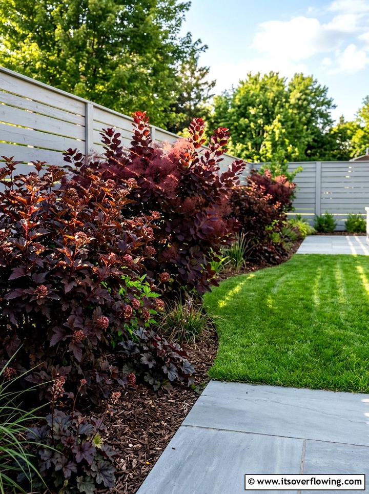 Burgundy Leaf Shrub Border - 25 garden design ideas with monochrome plants