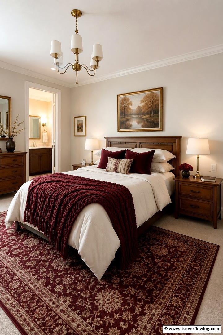 Burgundy and Cream Bedroom - 50 Fall Decor Trends 2025 to Inspire Seasonal Style