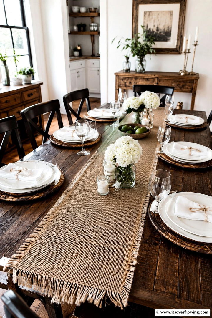 Burlap Table Elements - 50 Fall Table Decor Ideas Roundup- Seasonal Styling