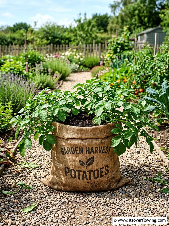 Burlap sack planter - 25 recycled garden ideas for teachers