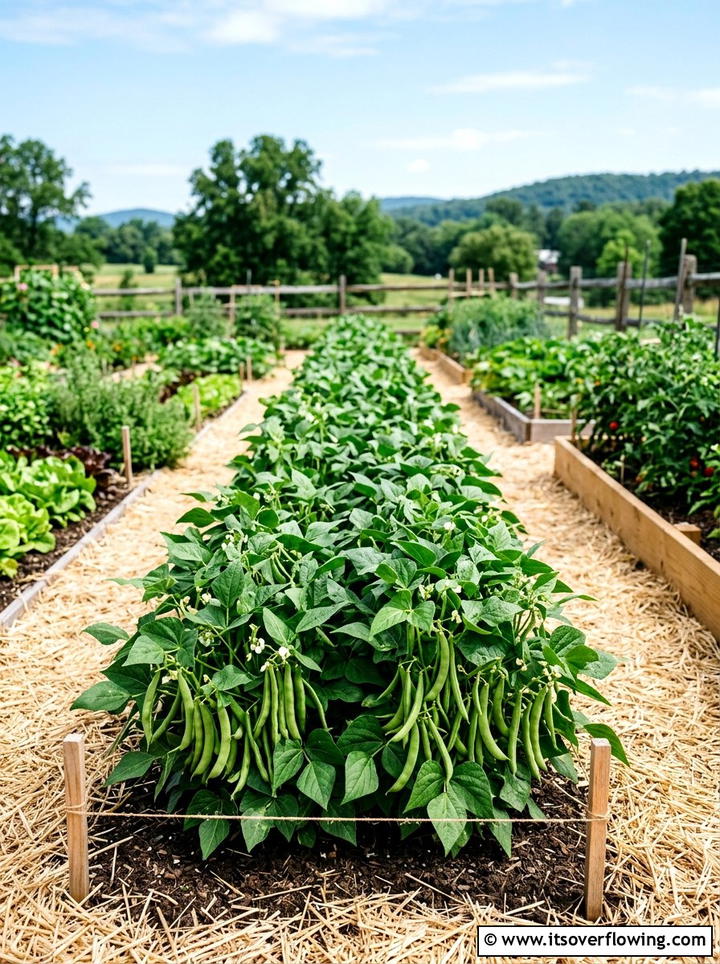 Bush bean vegetable row - 25 cheap garden ideas with seeds