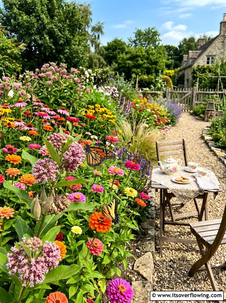 Butterfly Friendly Flower Border - 25 creative garden ideas with tea gardens