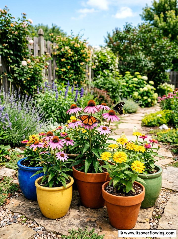 Butterfly Garden Potted Flowers - 25 garden decor ideas with container groupings