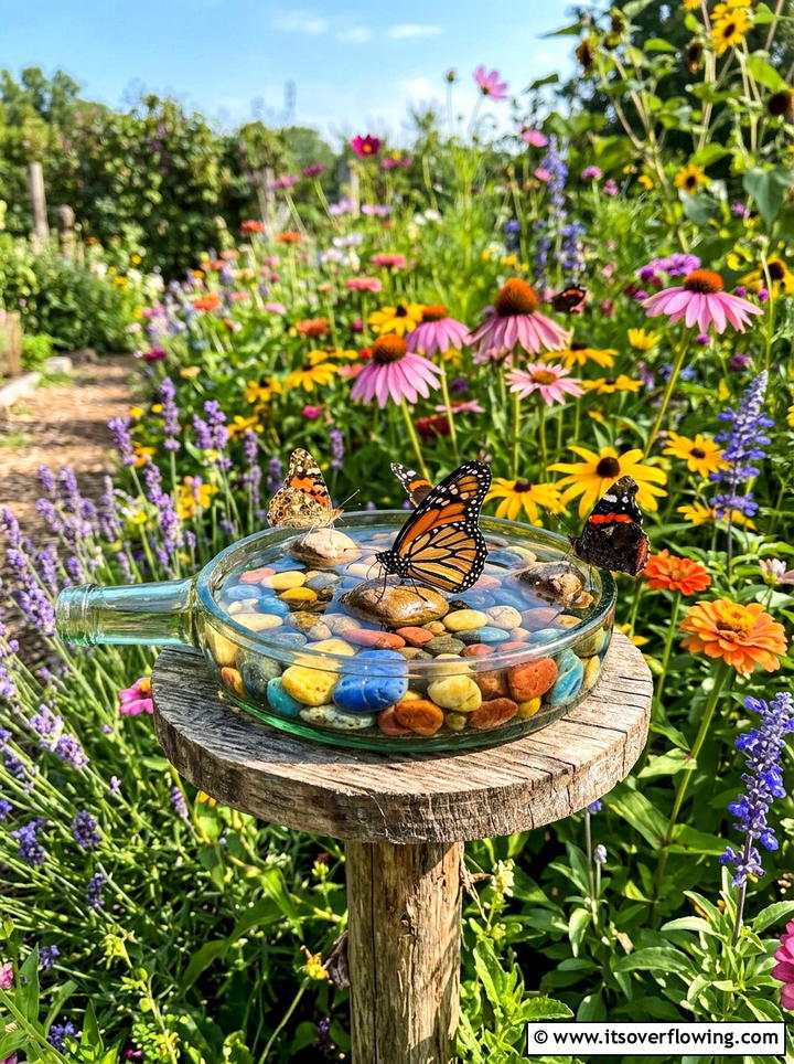 Butterfly Water Feeder - 25 recycled garden ideas with plastic bottles