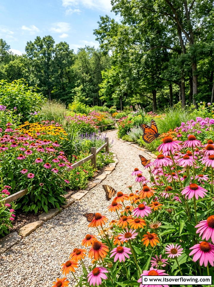 Butterfly garden with coneflowers - 25 cheap garden ideas with low maintenance plants