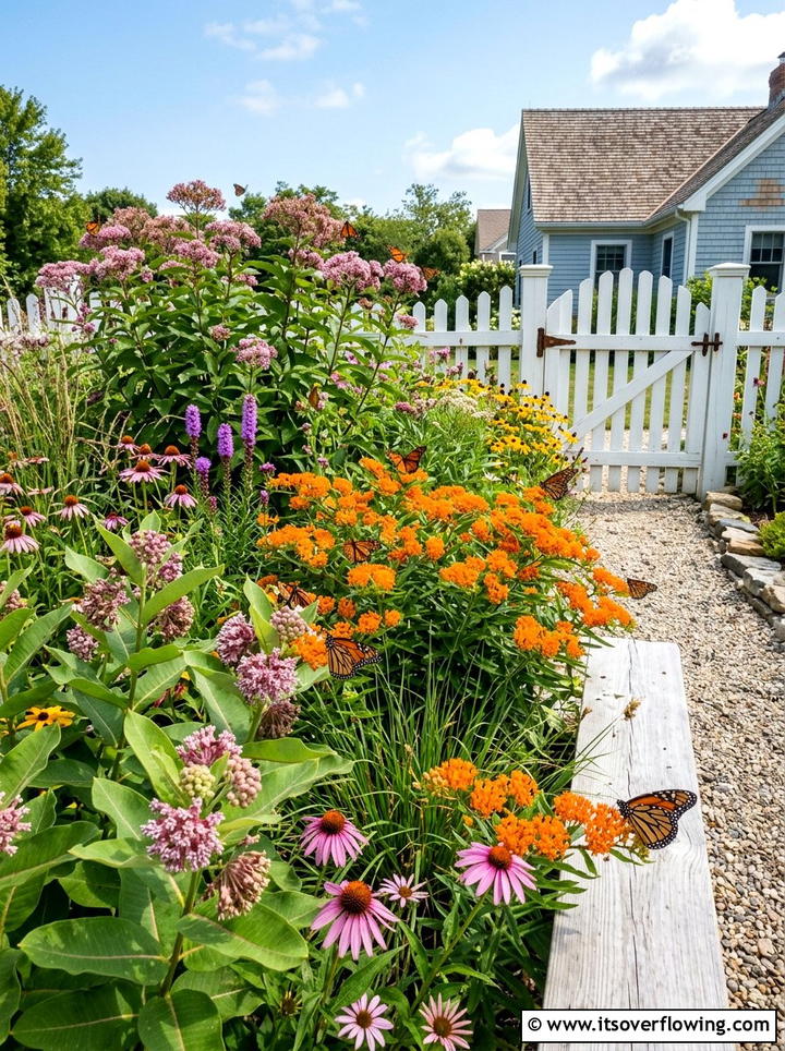 Butterfly garden with milkweed - 25 backyard ideas with native plants