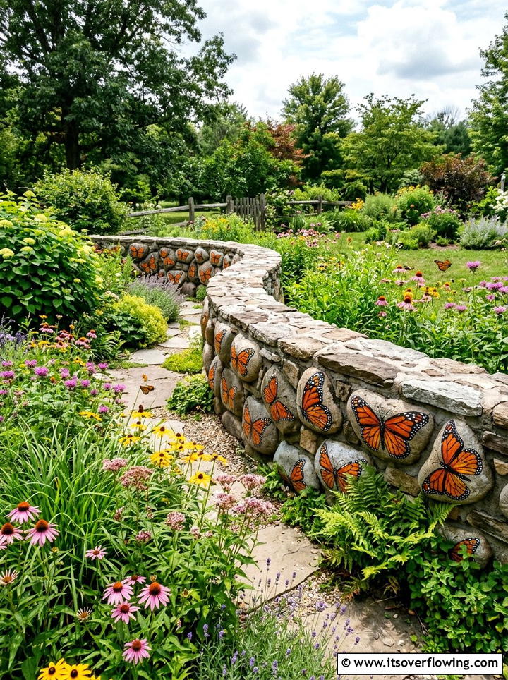 Butterfly rock garden - 25 garden decor ideas with painted rocks
