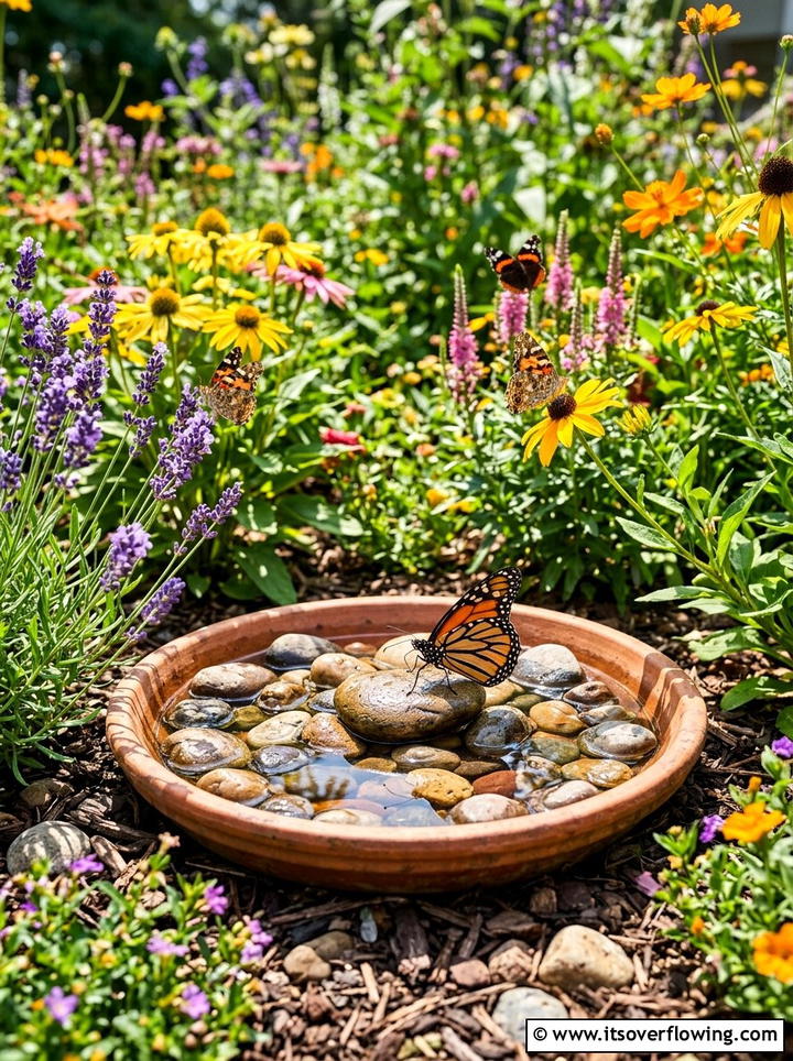 Butterfly water station - 25 recycled garden ideas with broken pots