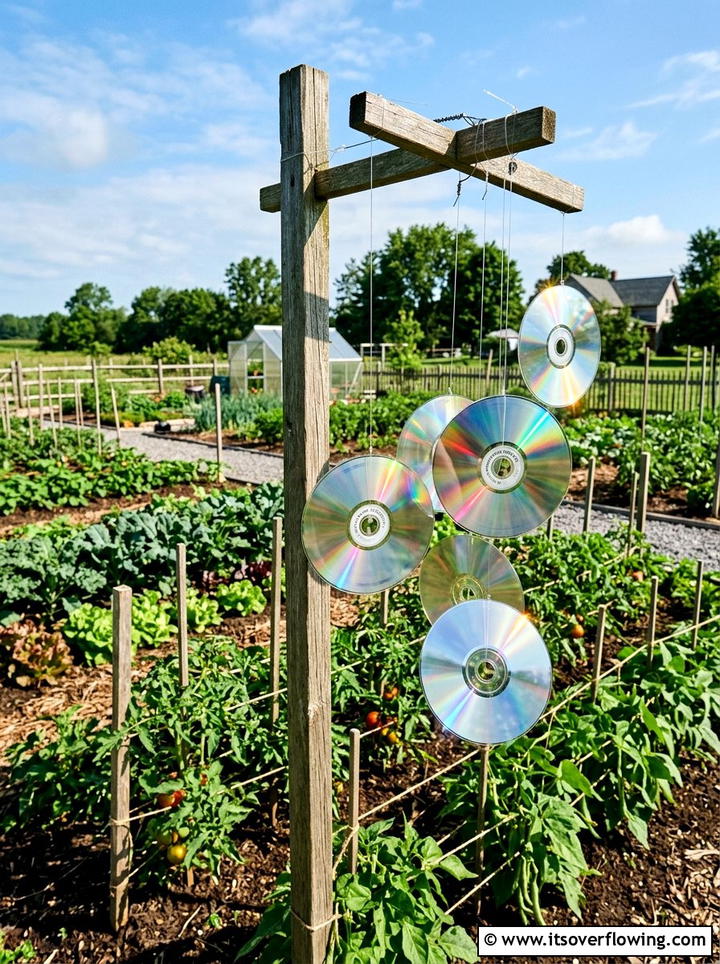 CD bird deterrent - 25 recycled garden ideas for teachers