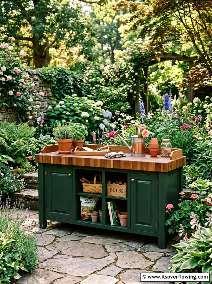 Cabinet Potting Bench - 25 upcycled garden ideas with potting benches