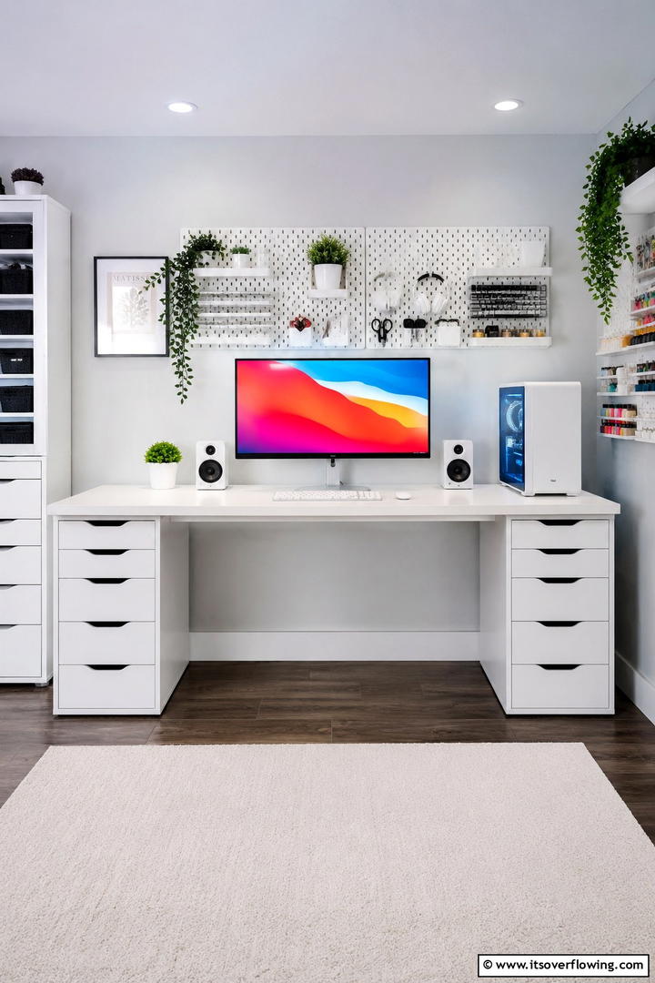 Cable Management Solutions - 30 Small Craft Room Ideas for Organized Creative Spaces