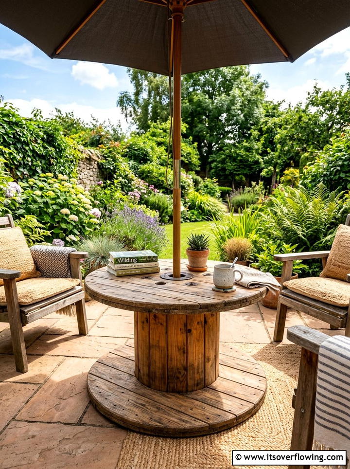 Cable Spool Coffee Table - 25 reusing old things ideas for patio