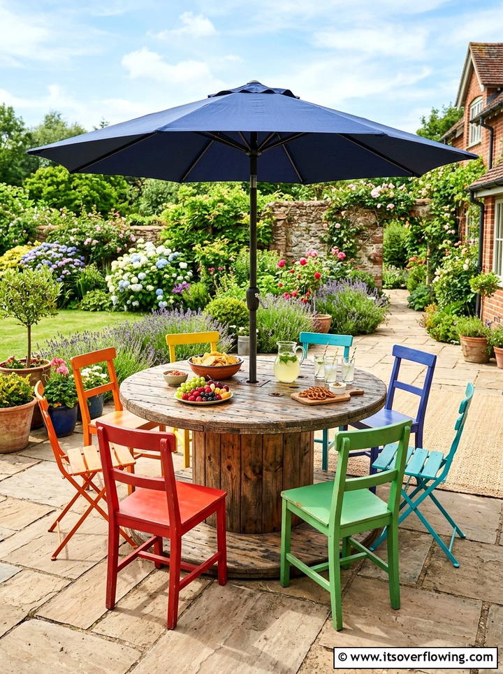 Cable Spool Patio Table - 25 recycled garden ideas for patio decor
