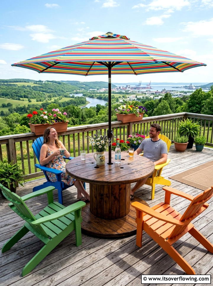 Cable Spool Table - 25 backyard decorating ideas with recycled materials