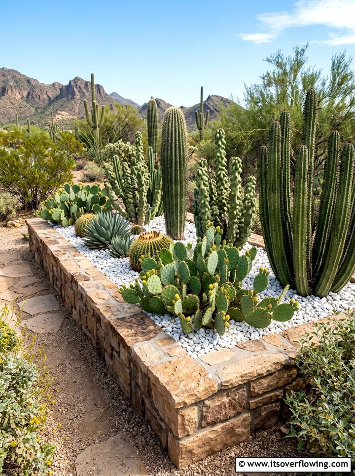 Cactus Bed - 25 backyard ideas with drought tolerant plants