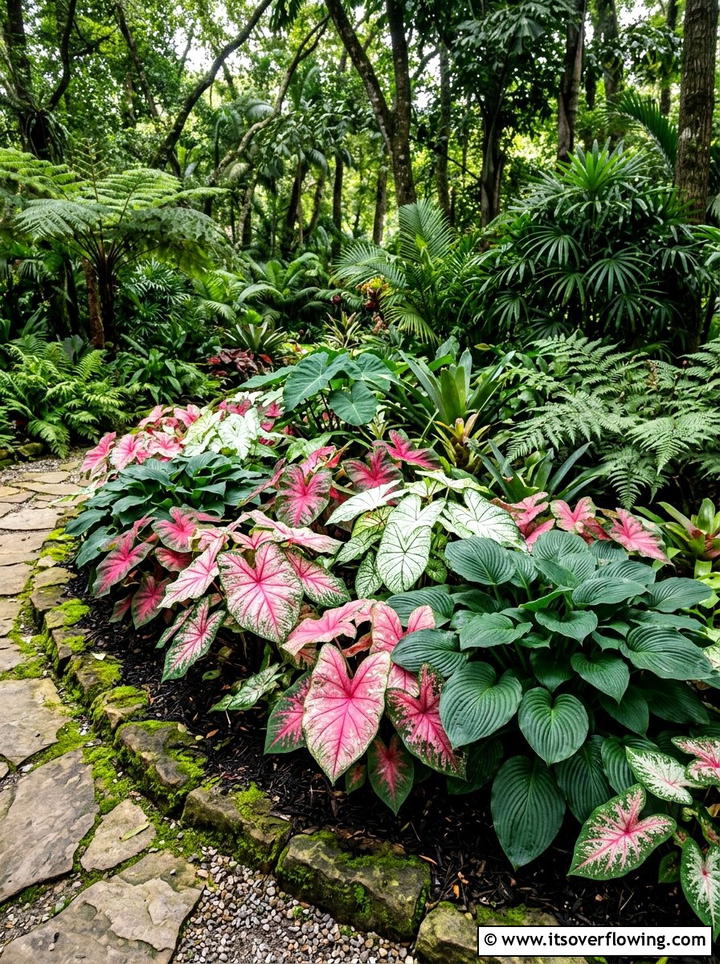 Caladium Garden Bed - 25 small garden ideas for low sunlight