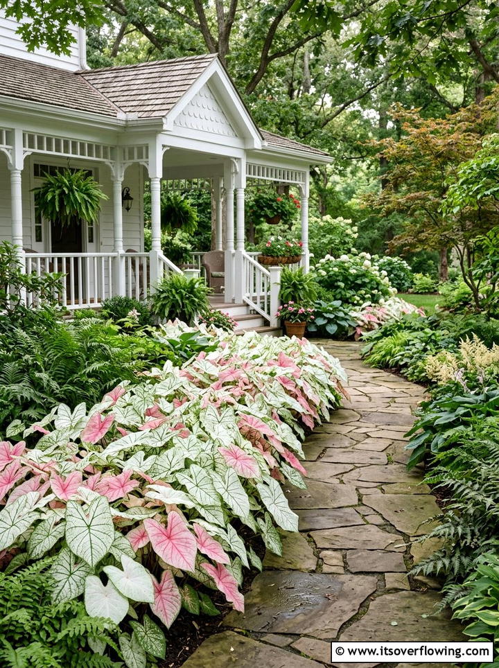 Caladium Shady Border - 25 creative garden ideas with tropical foliage