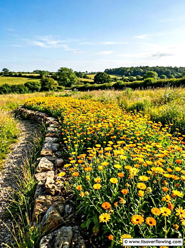 Calendula flower bed - 25 creative garden ideas with edible flowers