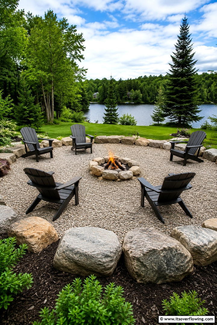 Campfire Style Gravel Pit - 30 Rustic Fire Pit Ideas for Cozy Outdoor Gatherings